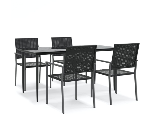 Juego de comedor para jardín 5 piezas ratán sintético y acero