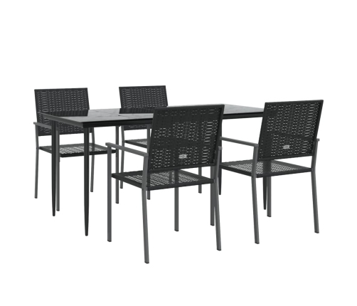 Juego de comedor para jardín 5 piezas ratán sintético y acero