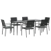 Juego comedor jardín 7 piezas y cojines ratán sintético y acero