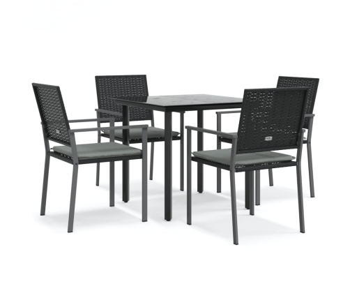 Juego comedor jardín 5 piezas y cojines ratán sintético y acero
