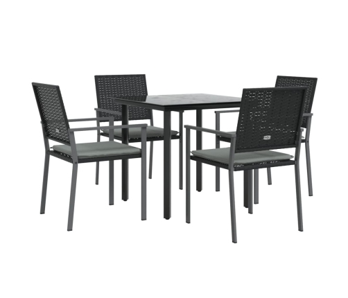 Juego comedor jardín 5 piezas y cojines ratán sintético y acero