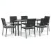Juego comedor jardín 7 piezas y cojines ratán sintético y acero