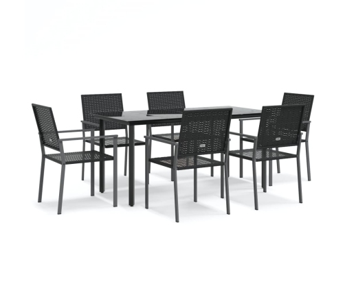 Juego de comedor para jardín 7 piezas ratán sintético y acero