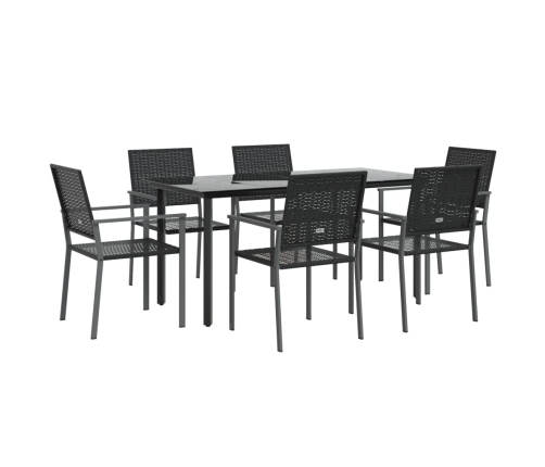 Juego de comedor para jardín 7 piezas ratán sintético y acero