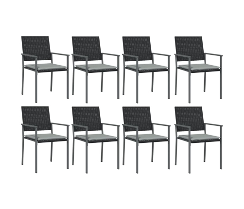 Juego comedor jardín 9 piezas y cojines ratán sintético y acero