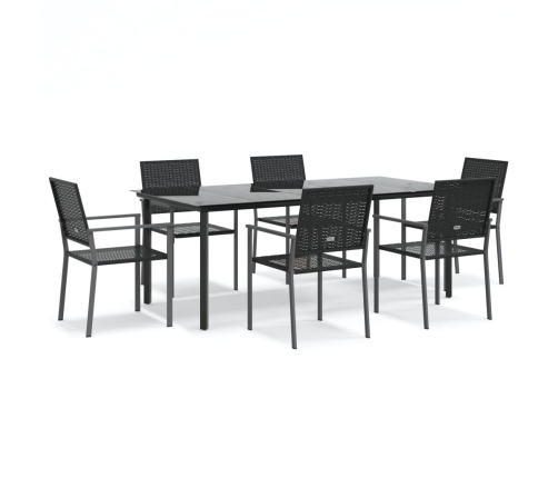 Juego de comedor para jardín 7 piezas ratán sintético y acero