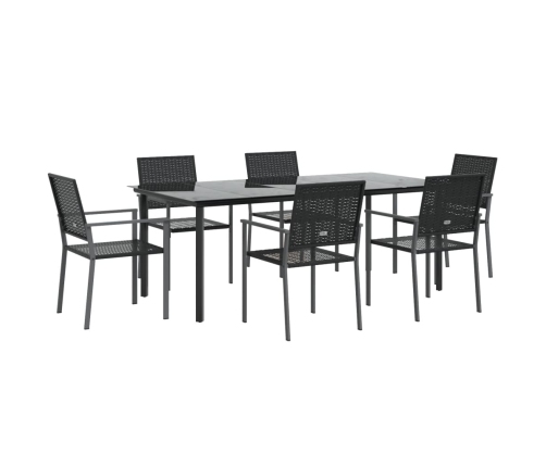 Juego de comedor para jardín 7 piezas ratán sintético y acero