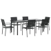 Juego de comedor para jardín 7 piezas ratán sintético y acero
