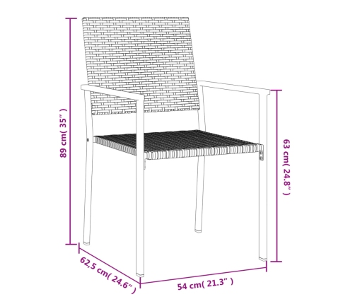 Juego de comedor para jardín 7 piezas ratán sintético y acero