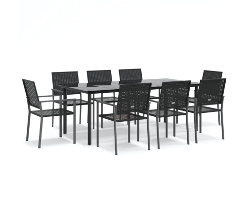 Juego de comedor para jardín 9 piezas ratán sintético y acero