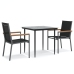 Juego de comedor para jardín 3 piezas acero y textilene negro