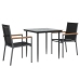 Juego de comedor para jardín 3 piezas acero y textilene negro