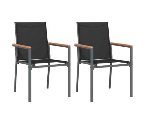 Juego de comedor para jardín 3 piezas acero y textilene negro