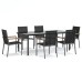 Juego de comedor para jardín 7 piezas acero y textilene negro
