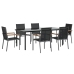 Juego de comedor para jardín 7 piezas acero y textilene negro