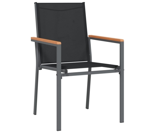 Juego de comedor para jardín 7 piezas acero y textilene negro