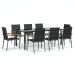 Juego de comedor para jardín 9 piezas acero y textilene negro
