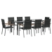 Juego de comedor para jardín 9 piezas acero y textilene negro