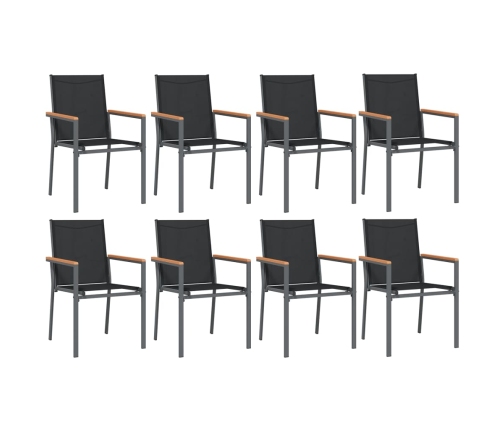 Juego de comedor para jardín 9 piezas acero y textilene negro