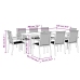 Juego de comedor para jardín 9 piezas acero y textilene negro
