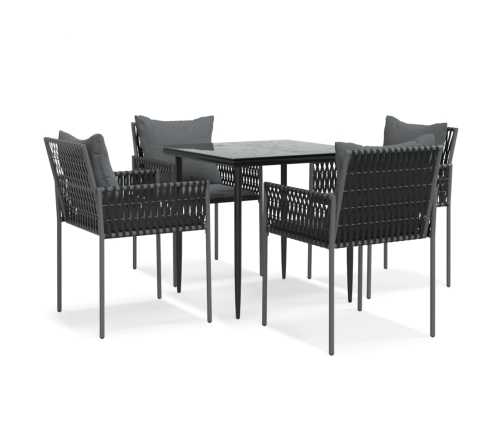 Juego comedor jardín 5 piezas y cojines ratán sintético y acero
