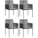 Set comedor jardín 5 pzas y cojines acero ratán sintético negro