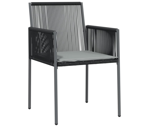 Set comedor jardín 5 pzas y cojines acero ratán sintético negro