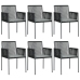 Set comedor jardín 7 pzas y cojines acero ratán sintético negro