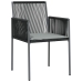 Set comedor jardín 7 pzas y cojines acero ratán sintético negro