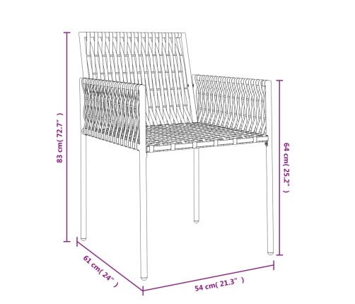 vidaXL Sillas jardín y cojines 4 uds ratán sintético marrón 54x61x83cm