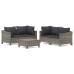Set de muebles de jardín 5 pzas y cojines ratán sintético gris