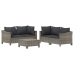 Set de muebles de jardín 5 pzas y cojines ratán sintético gris