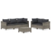 Set de muebles de jardín 6 pzas y cojines ratán sintético gris