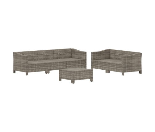 Set de muebles de jardín 6 pzas y cojines ratán sintético gris