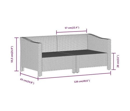 Set de muebles de jardín 6 pzas y cojines ratán sintético gris