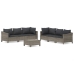 Set de muebles de jardín 7 pzas y cojines ratán sintético gris
