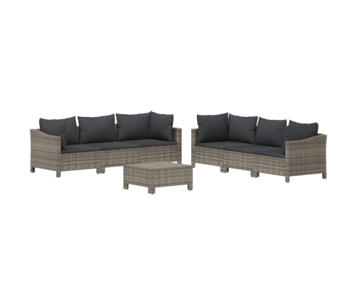 Set de muebles de jardín 7 pzas y cojines ratán sintético gris
