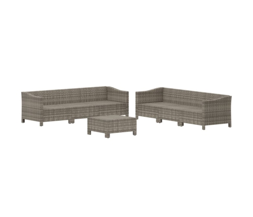Set de muebles de jardín 7 pzas y cojines ratán sintético gris