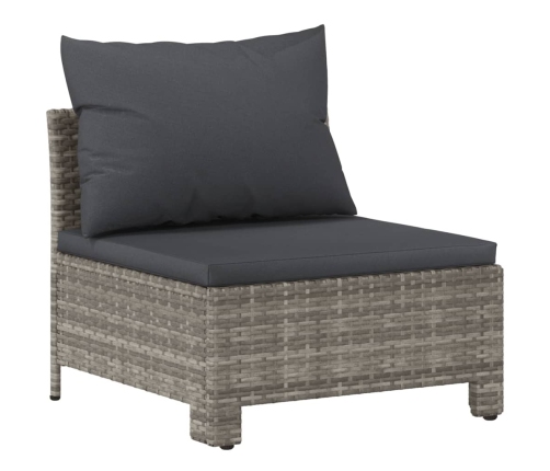 Set de muebles de jardín 7 pzas y cojines ratán sintético gris