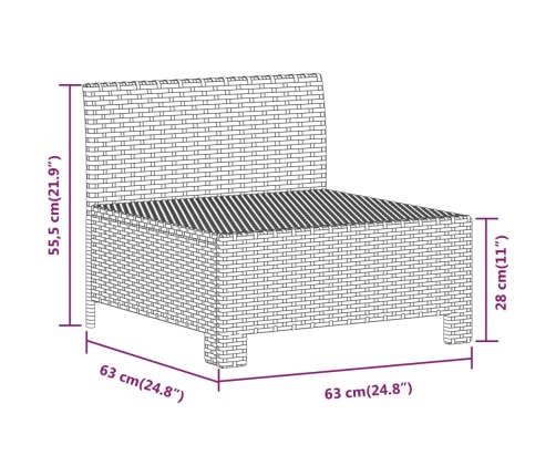 Set de muebles de jardín 7 pzas y cojines ratán sintético gris