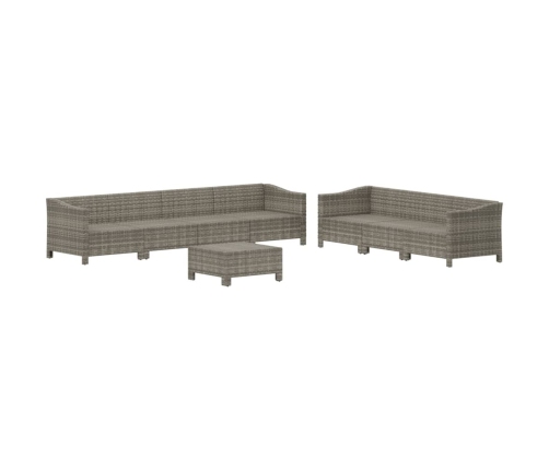 Set de muebles de jardín 8 pzas y cojines ratán sintético gris