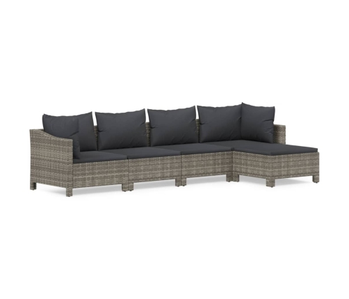 Set de muebles de jardín 5 pzas y cojines ratán sintético gris