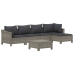 Set de muebles de jardín 6 pzas y cojines ratán sintético gris