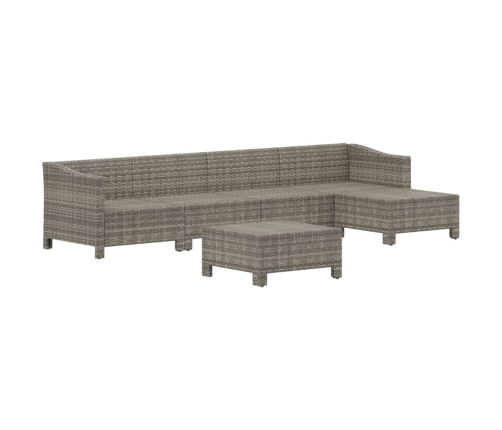 Set de muebles de jardín 6 pzas y cojines ratán sintético gris