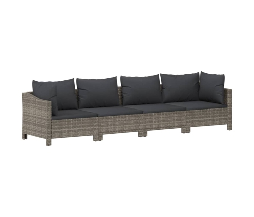 Set de muebles de jardín 6 pzas y cojines ratán sintético gris
