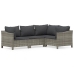 Set de muebles de jardín 4 pzas y cojines ratán sintético gris