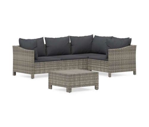 Set de muebles de jardín 5 pzas y cojines ratán sintético gris