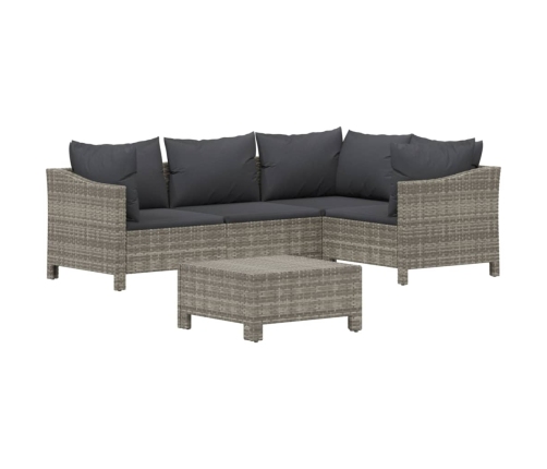 Set de muebles de jardín 5 pzas y cojines ratán sintético gris