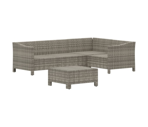 Set de muebles de jardín 5 pzas y cojines ratán sintético gris