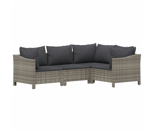 Set de muebles de jardín 5 pzas y cojines ratán sintético gris